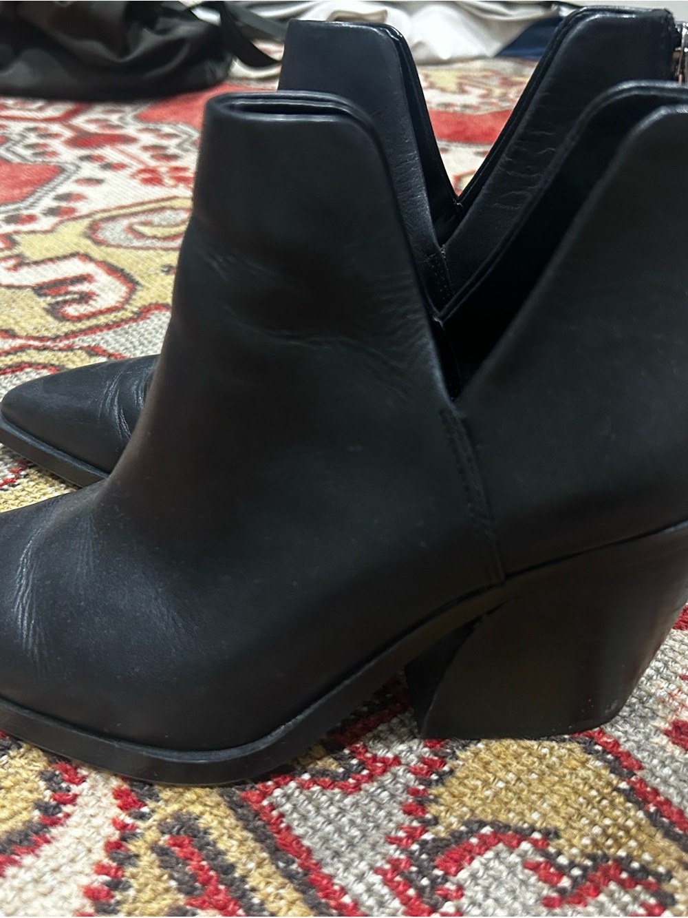 Vince Camuto Black Leather Pointed Chelsea Ankle Booties